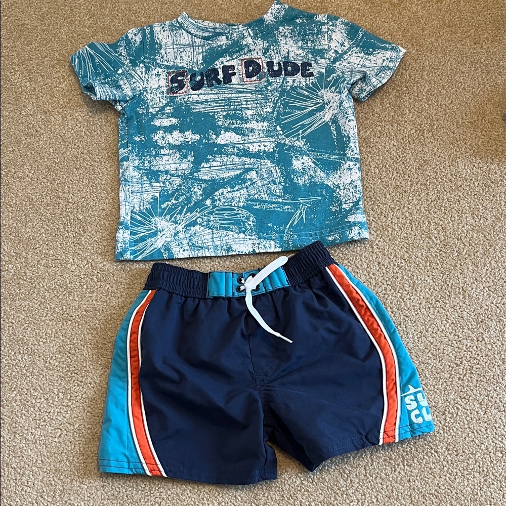 Koala Kids Blue and Orange Swim Trunks